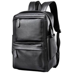 Black Leather Backpack, Large Capacity Carry On Back Pack Fits 15.6'' black New